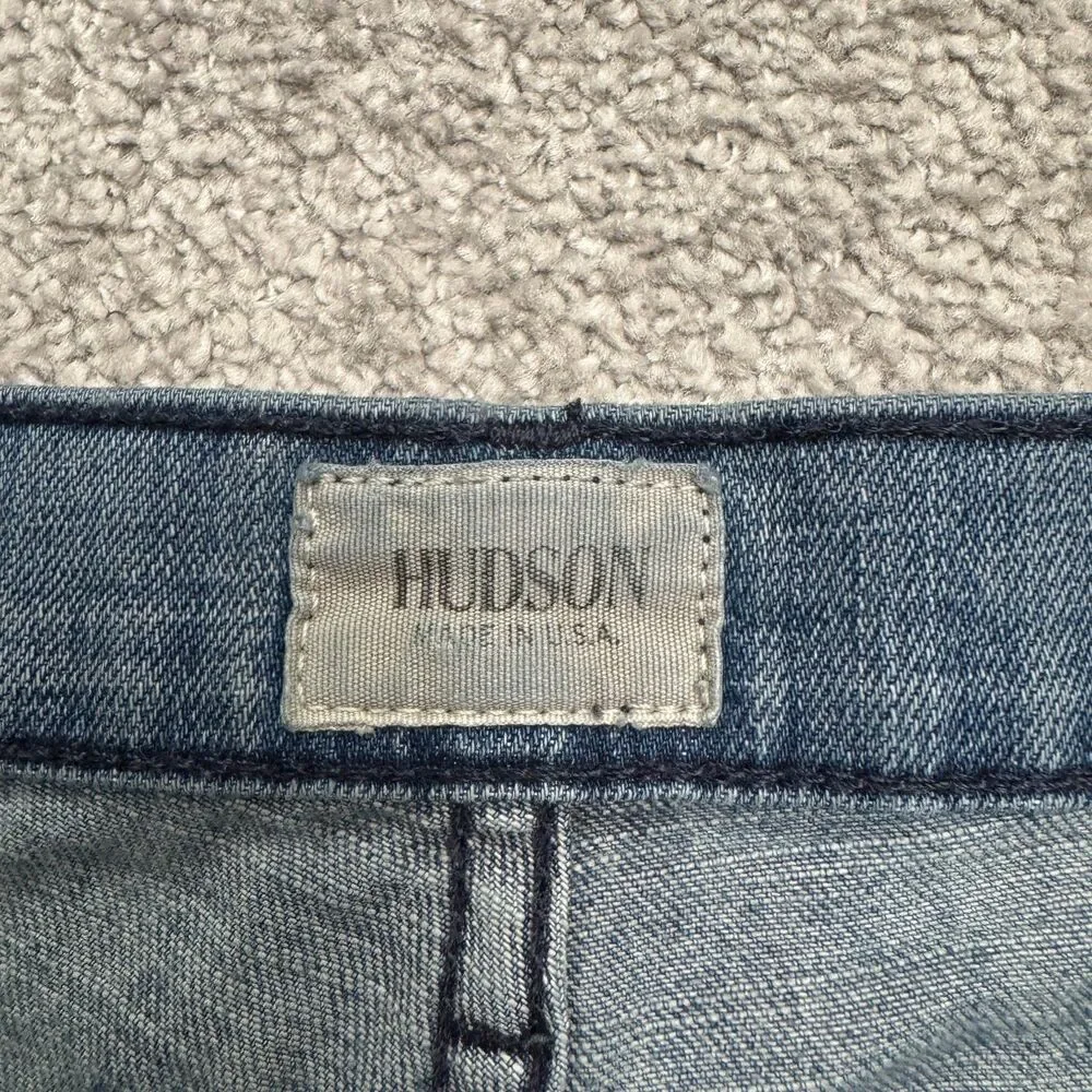 Hudson Low Rise Skinny Denim Jeans Womens 24 Blue Paint Splatter Stretch Casual